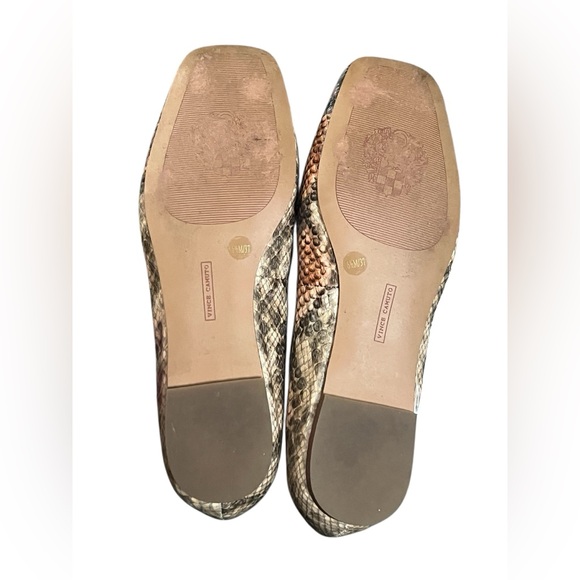 Vince Camuto Bicanna brown pink snake print leather square toe ballet flats - Picture 7 of 9